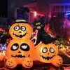 Tangkula 6 FT Inflatable Pumpkin Combo with Wizard's Hat & Cat Blow-up Yard Decoration with Built-in LED Light Powerful Air Blower