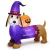 Costway 5 FT Long Halloween Inflatable Dachshund Dog with Pumpkin Self Inflating Yard
