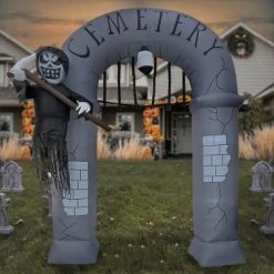 National Tree Company 12ft Inflatable Halloween Ghost Arch, 7 White LED Lights- UL