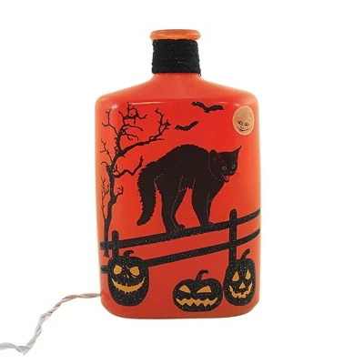 Stony Creek 8.0" Halloween Pre-Lit Glass Bottle Moon Witch Bats - Novelty Sculpture Lights - Image 3